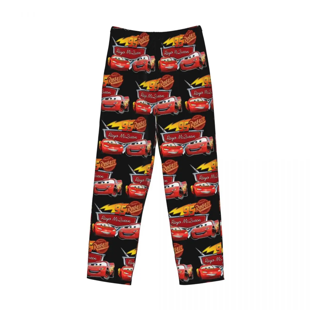 Custom Lightning McQueen Pajama Pants Sleepwear Men Elastic Waistband Cartoon Sleep Lounge Bottoms with Pockets