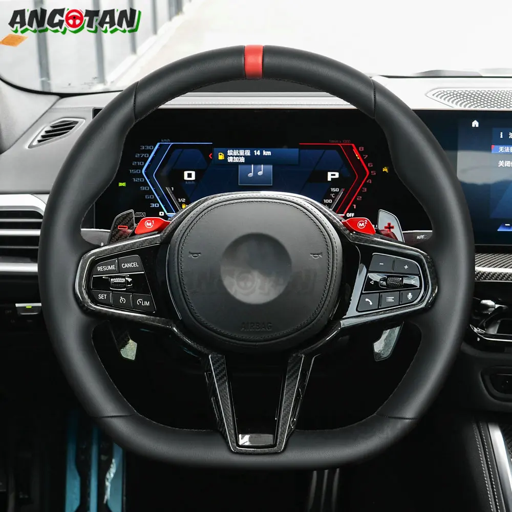 

For BMW G20 G22 G23 G26 G29 G80 G82 G87 I3 I4 M2 M3 New 2025 M4 Customized Full Leather Steering Wheel Red Sport Racing Wheel