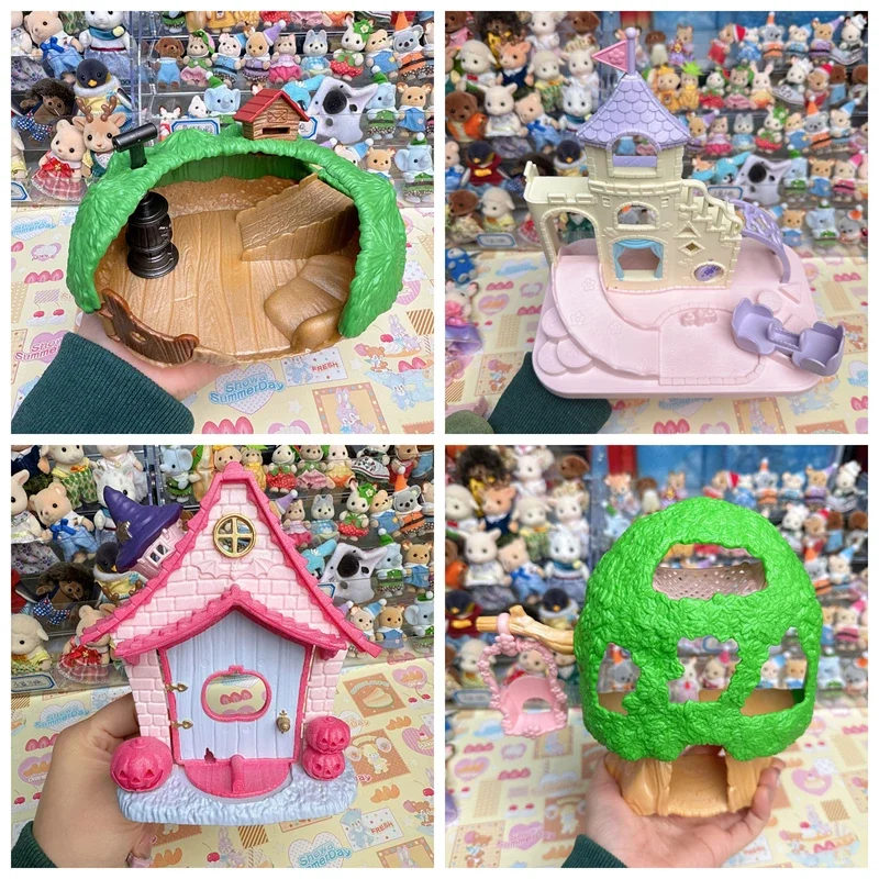 Sylvanian famille Calico critters maison d'halloween jouets pour enfants fille cuisine jouets enfants filles mignon maison de poupée meubles Anime