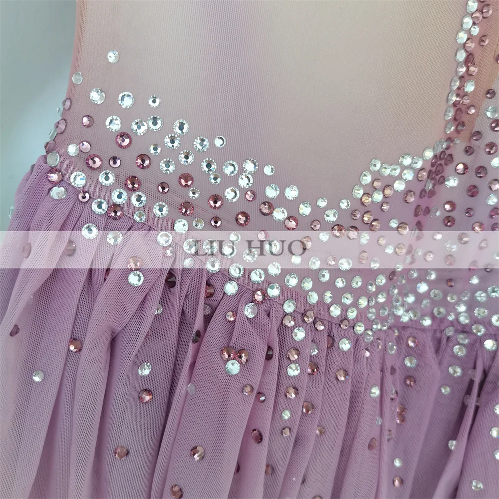 LIUHUO danse sur glace robe de patinage artistique femmes adulte fille adolescents personnaliser Costume Performance compétition justaucorps dégradé violet