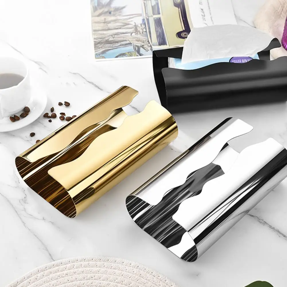 Stainless Steel Tissue Box, with Irregular Wavy Grooves Design, Smooth Paper Extraction Waterproof Tissue Holder for Bathroom
