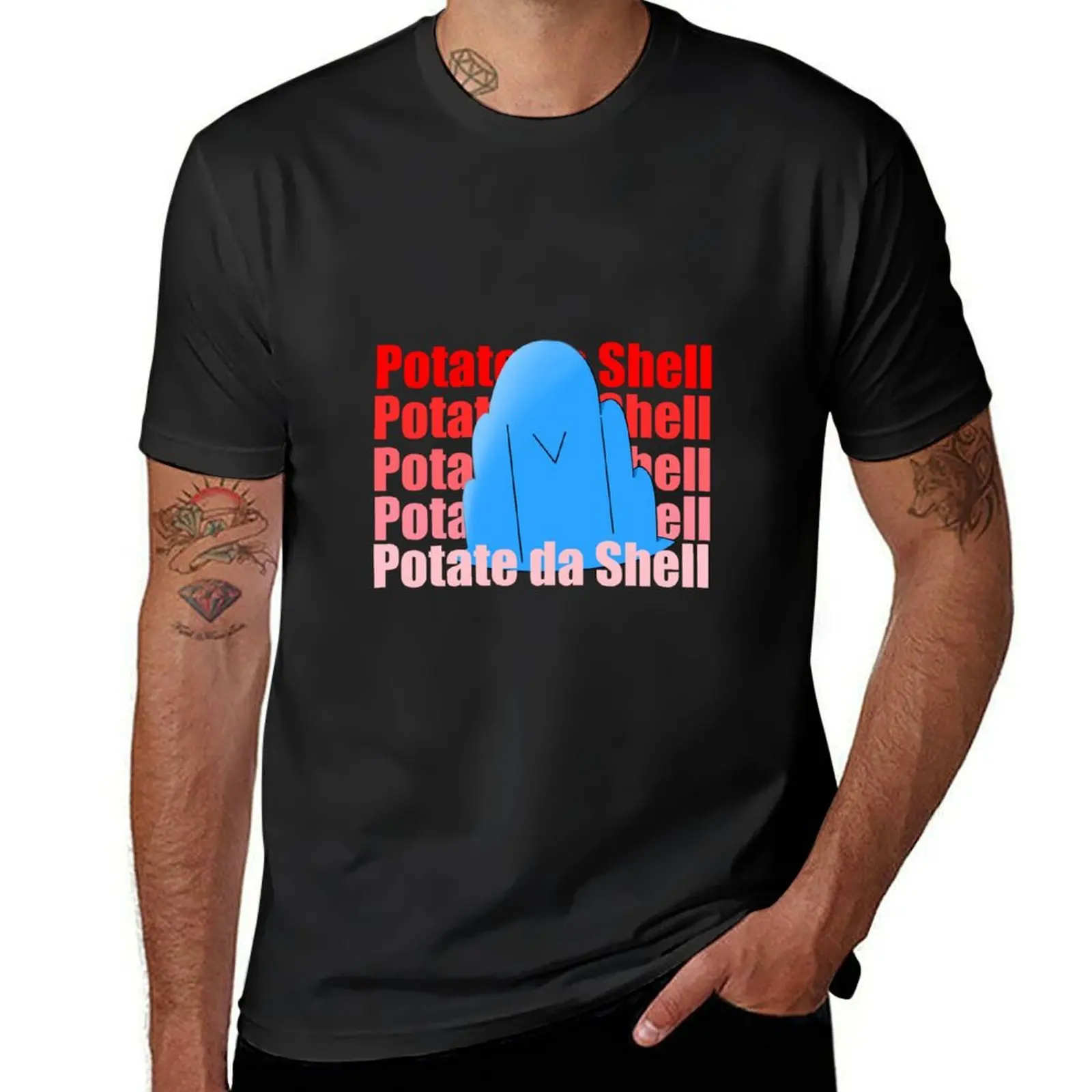 

Potate da Shell T-Shirt blanks kawaii clothes for a boy Men's t-shirts