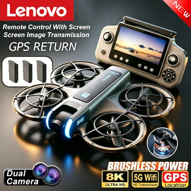 Lenovo Drohne 8K Aerial HD Intelligente Hindernisvermeidung mit Großbildfernbedienung Faltbare Bürstenlose Leistung GPS D2 Drohne