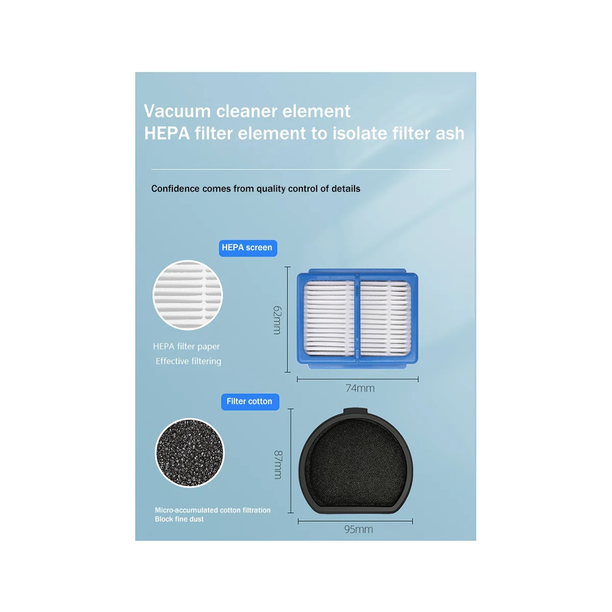 Replacement Filter Screen Filter Cotton Suitable for QX9-1-50IB/ALRG/ANIM ASKQX9 Vacuum Cleaner Accessories