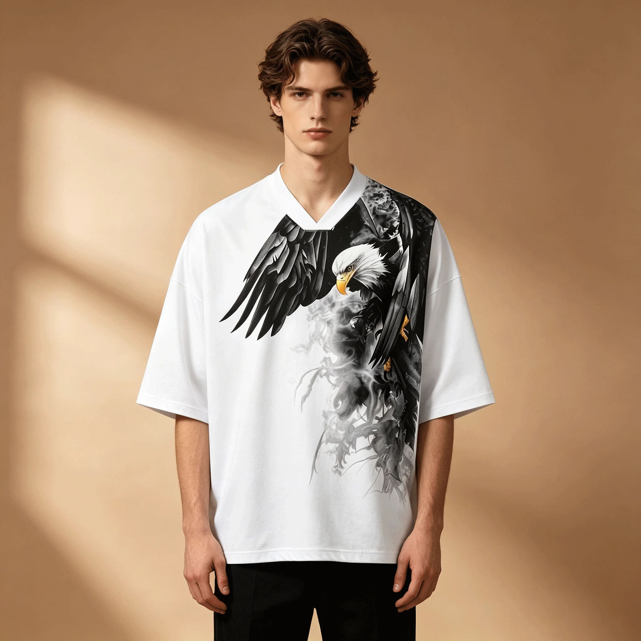 3D Printing Eagle - Męska koszulka casual z nadrukiem 3D