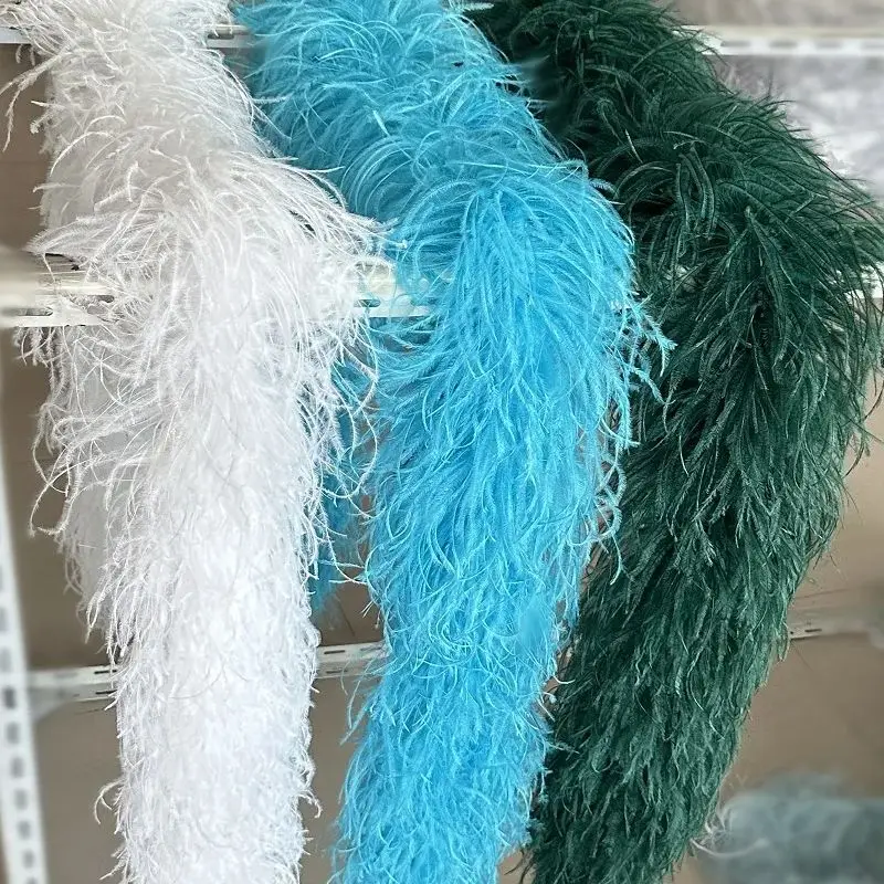 8ply Ostrich Feather Boa Multi color Natural white Plumas Boa Shawl Ostrich Boas For Customized Wedding Dress Top Dcoration