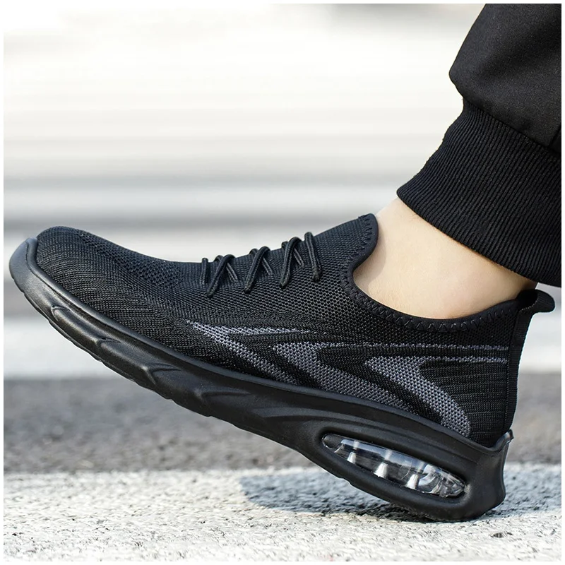 

men casual breathable steel toe caps working shoes summer safety boots worker air cushion sneakers tooling security footwear man