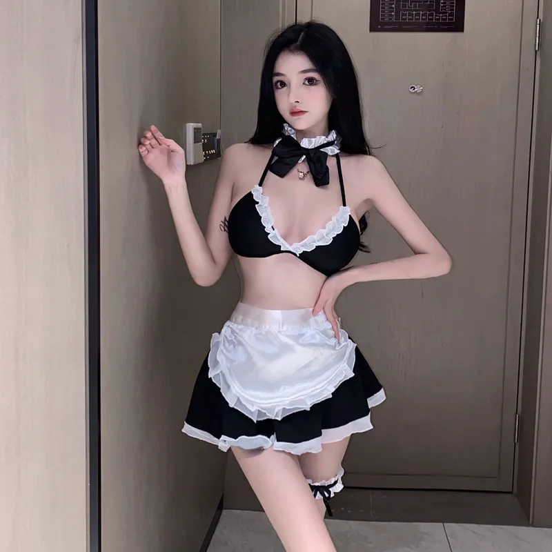 

Sexy Maid Uniform，Sexual Love Uniform，Role-Playing， Pure Seductive And Passionate，No Take Off Set，Three Point Style ，Bra Sets