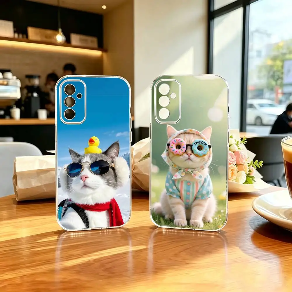 So Cool Cat cute pet  Basic Phone Case For Samsung A71, A70, A52, A51, A40, A30, A20 Transparent Cover