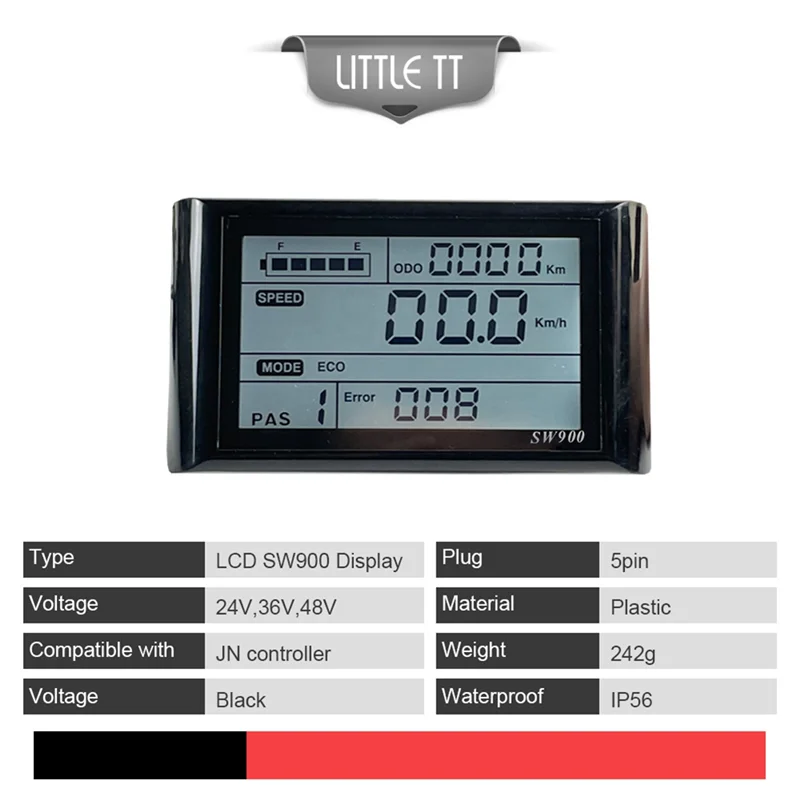 Ebike SW900 LCD Display Control Electric Bicycle Speed Meter Waterproof Plug Record Instrument Control/Setting 24-72V