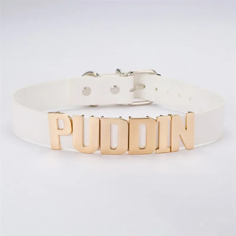 Puddin تأثيري أزياء جلدية إلكتروني طوق حزام مهرج فتاة قلادة هدية عيد MN3