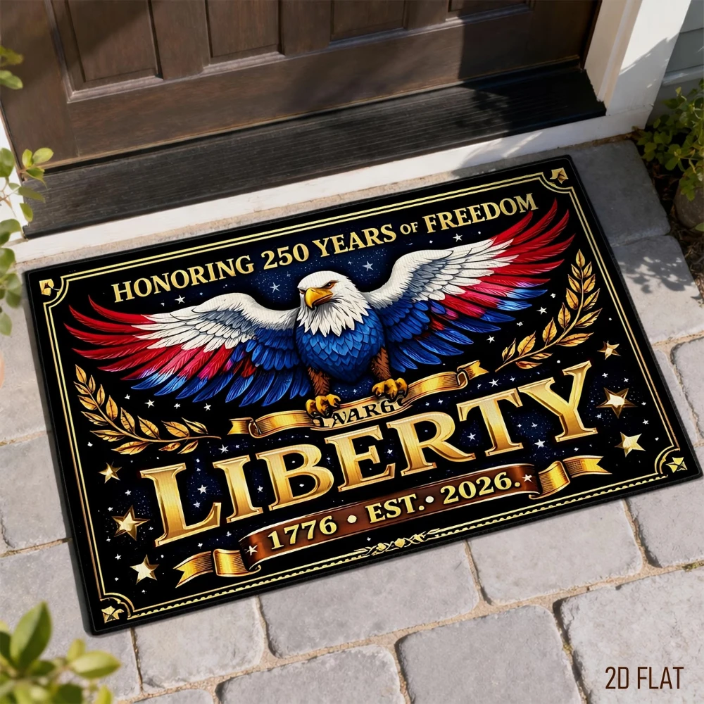 Patriotic USA 250th Anniversary Doormat, Liberty Eagle & Flag Print Rug for Porch Kitchen & Living Room Decor Non-slip