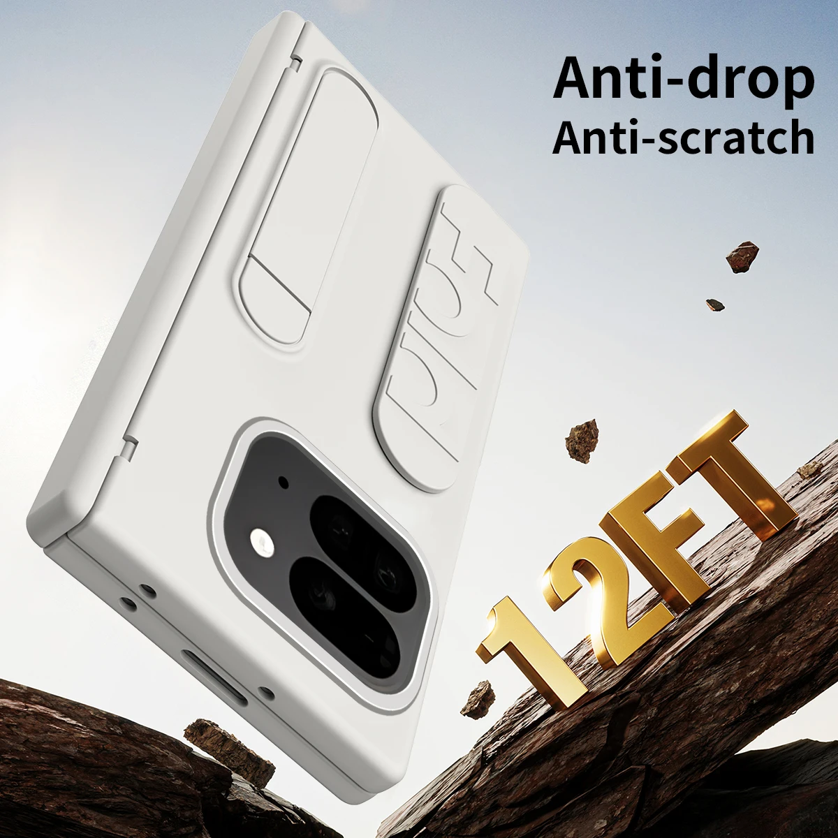 Obrotowy uchwyt 180° do Google Pixel 9 10 11Pro Fold °   Składany stojak na nadgarstek, zawias, 3-w-1, pełna ochrona obiektywu, odporne na upadki etui na telefon — zdjęcie produktu 6