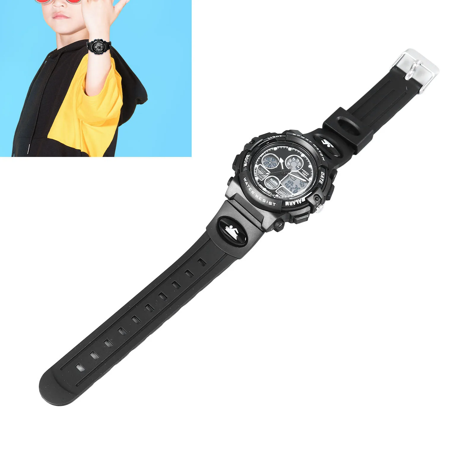 

Детские спортивные часы, детские цифровые часы, 50 м, водонепроницаемые, с двойным дисплеем, детские спортивные уличные наручные часы, детские цифровые часы