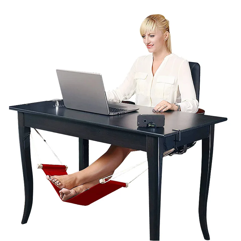 Adjustable Polyester Foot Hammock Portable Desk Foot Rest Swing Feet Rest for Home Office Camping