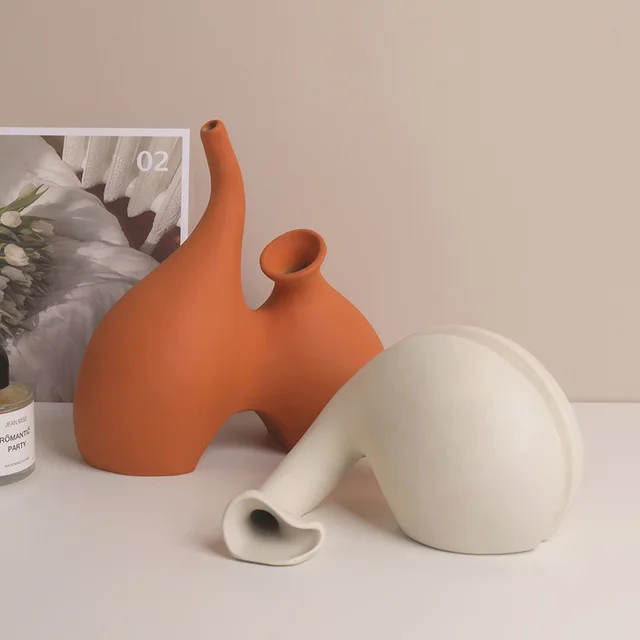 Japanese Special-shaped Ceramic Vase Sculpture Accessories Home Room Furnishing Decoration Bookshelf Cabinet Ornaments