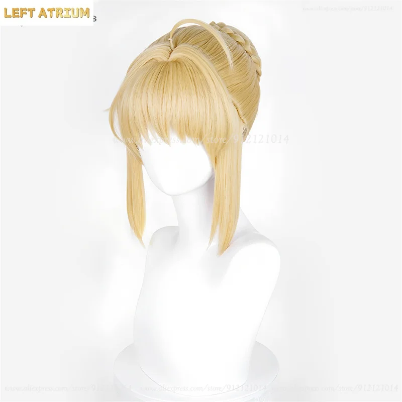 Saber Altria Pendragon Cosplay Wig Golden Yellow/Light Gold Wigs For Women Fate Cosplay Anime Wig Heat Resistant Synthetic Hair view 6