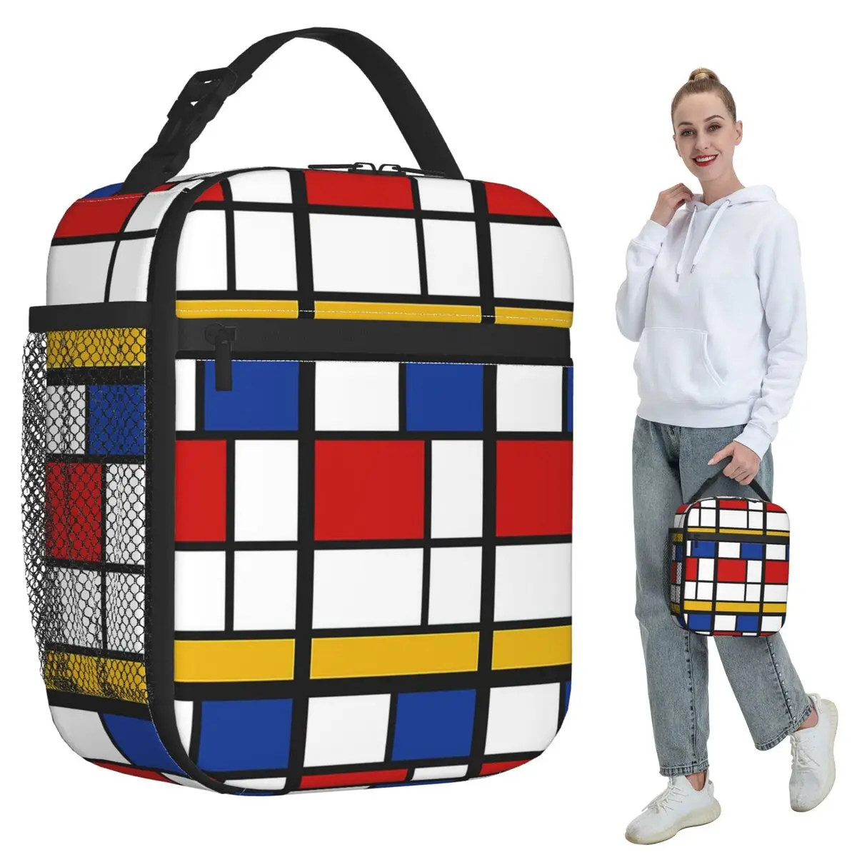 De Stijl #1 (Mondrian Inspired) Insulated Lunch Bag for Kids School Cooler Thermal Food Box Tote Leakproof Lunch Boxes Container