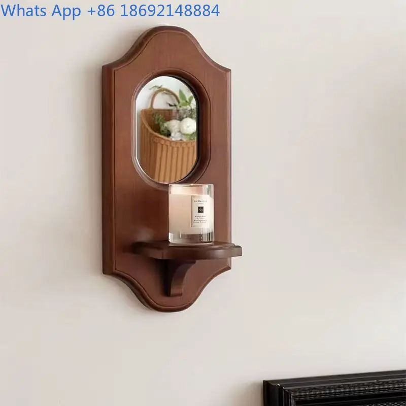 

Vintage Wall Decoration Mirror Antique Aromatherapy Candle Holder Shelf Wall Hanging French American Style Cafe Restaurant