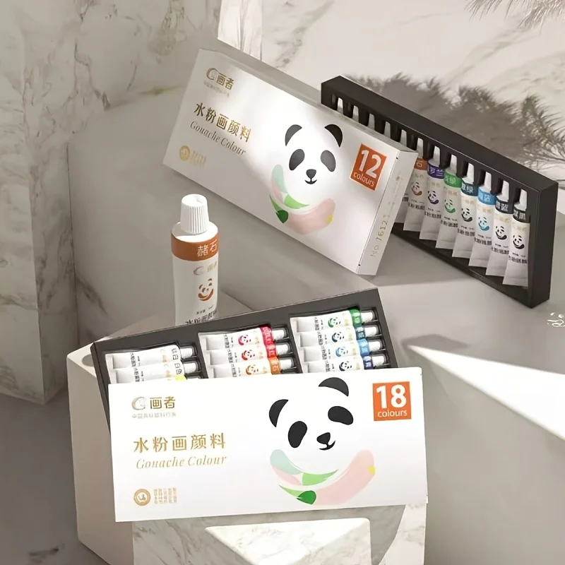 Gouache Paint Set - Artist Grade 12/18/24 Colors, Liquid Water-Based Pigments in 5ml Tubes for Canvas, Wood & Craft Painting - P