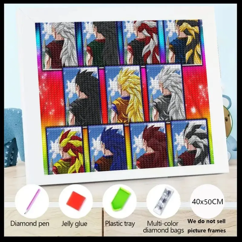 

1 шт. Dragon Ball Z Super Saiyan Evolution Diamond Painting Kit, 5D Full Drill Multi-Form Goku & Saiyan Anime Manga Art, 40x50 см L