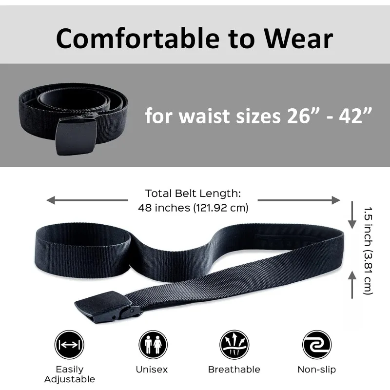 เข็มขัดนิรภัยการเดินทางพร้อมกระเป๋าที่ซ่อนอยู่สายเงินสดปรับได้กระเป๋าสตางค์เอวบางสําหรับกระเป๋าคาดเอวป้องกันการหยิบเงินหนังสือเดินทาง