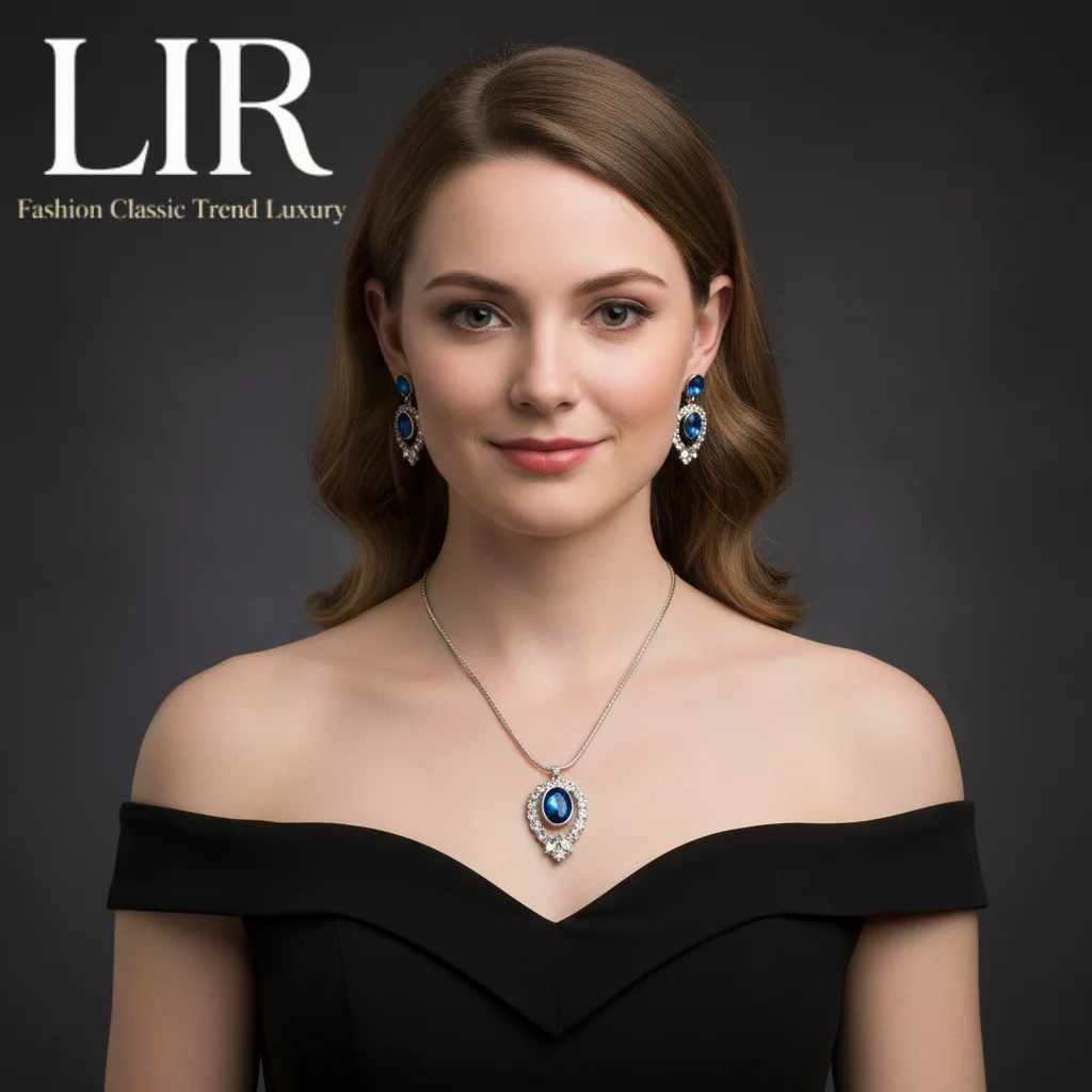 

Модный комплект украшений из синего стекла LIR: новый INS Retro | Серьги-колье в стиле циркония AAA, шикарные универсальные
