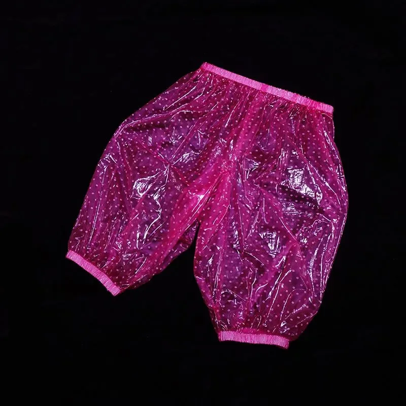 Sexy Polka Dot Transparent PVC Plastic Pants Ultra Soft Smooth Silent ABDL Shorts Waterproof Couple Adult Baby Diaper Panties