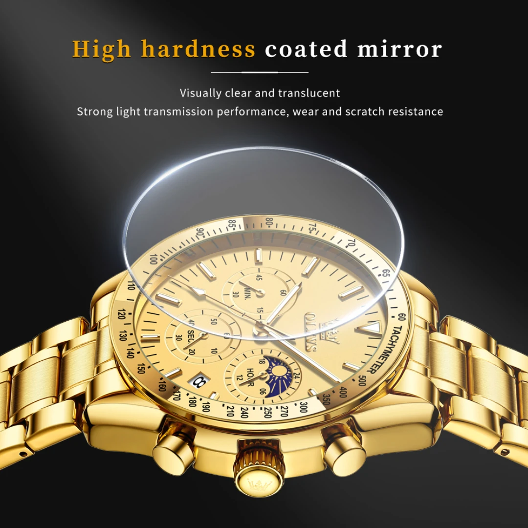 OLEVS 3618 mode montre à Quartz cadeau bracelet en acier inoxydable cadran rond montre-bracelet calendrier lumineux petite seconde