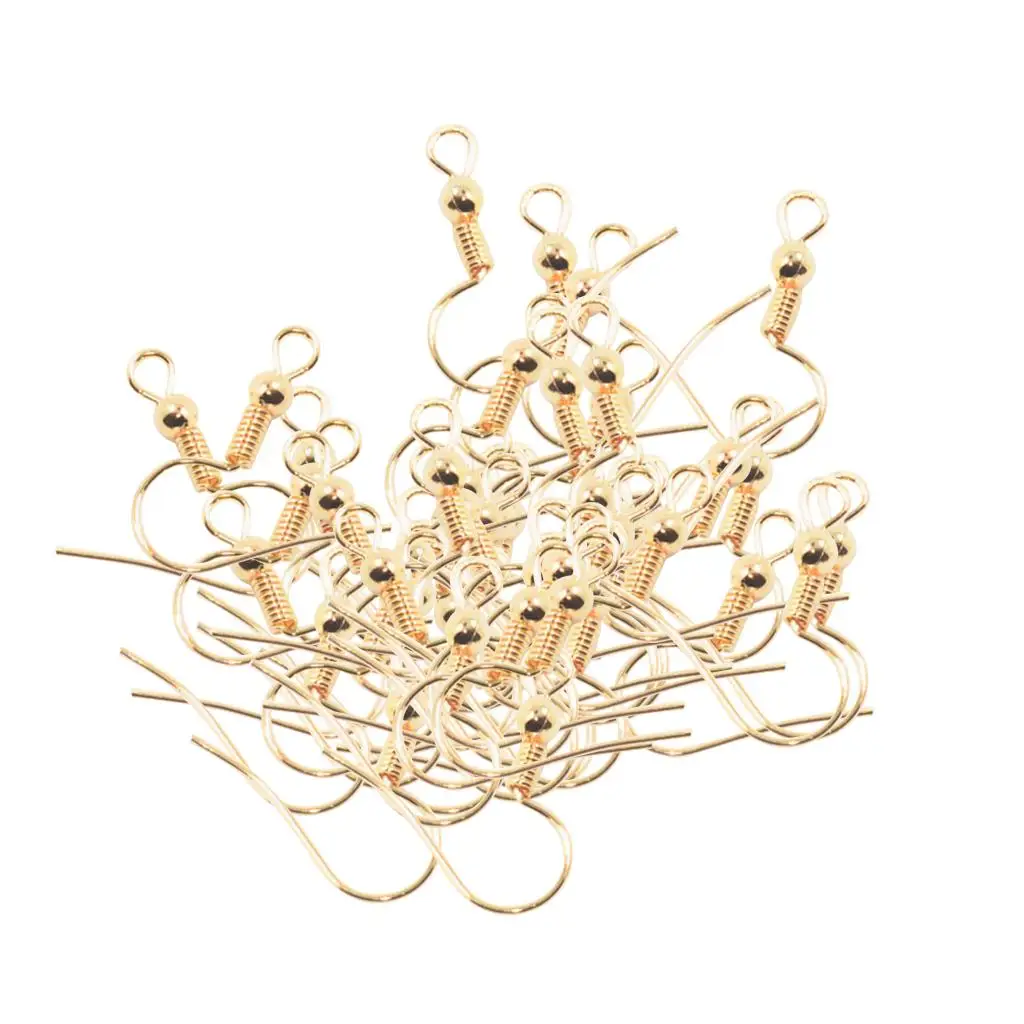 50 French Wire Earring Fish Hook Coil Ear Wire for DIY Jewelry Findings