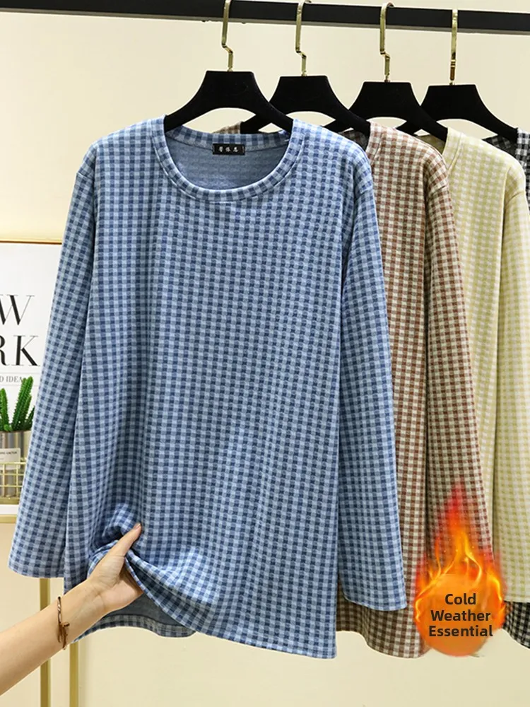 

Unisex Warm Fleece Lined Long Sleeve Plaid Sleepwear Oversized Comfortable Home Clothes for Winter Youth Casual Outfit