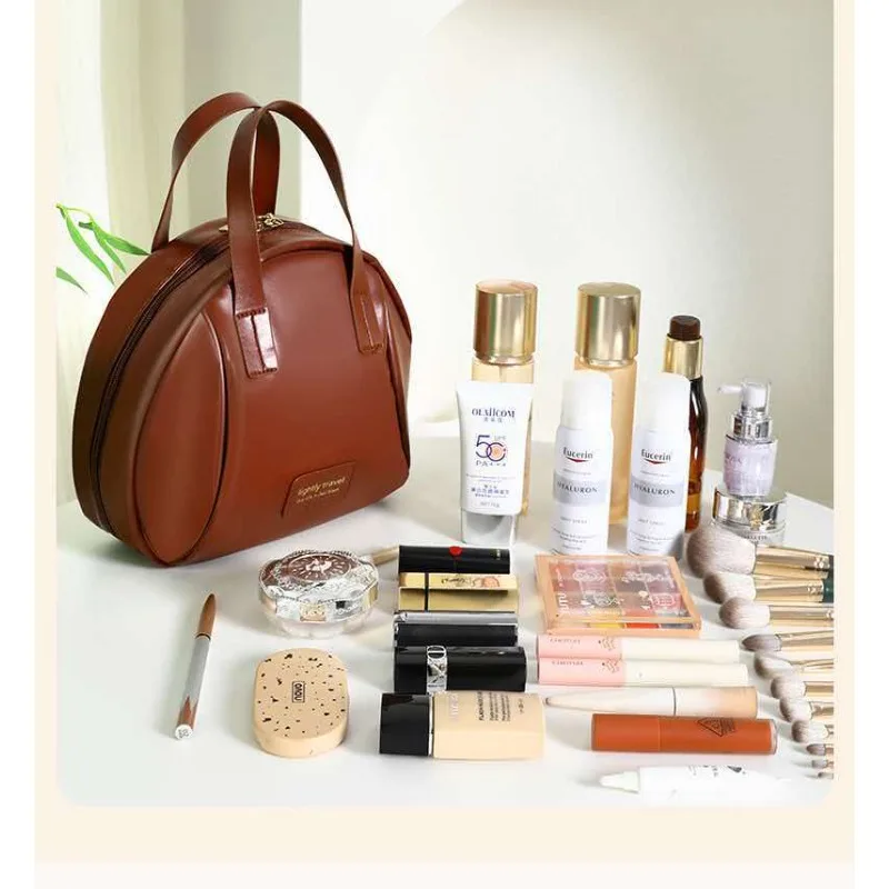 Travel waterproof makeup bag with large capacity, high-end feel, multifunctional storage, portable handheld shell makeup bag