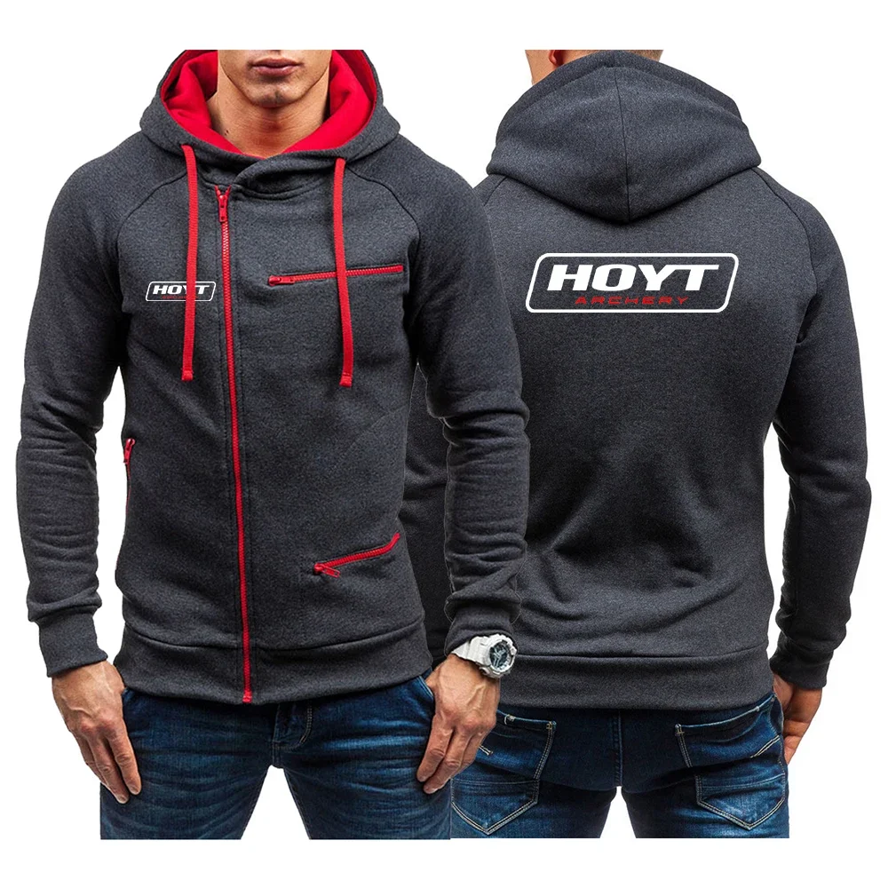 2024 New Men Hoyt Archery Autumn And Winter Hoodie Sweatshirt Gym Jacket Hooded Zip Up Pullover Jumper Outwear