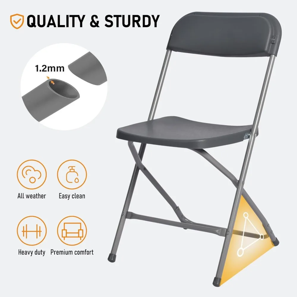 Portable Stackable Folding Chairs for Indoor Outdoor Use, Commercial Grade Steel Frame, 350lb Capacity, Ideal for Events