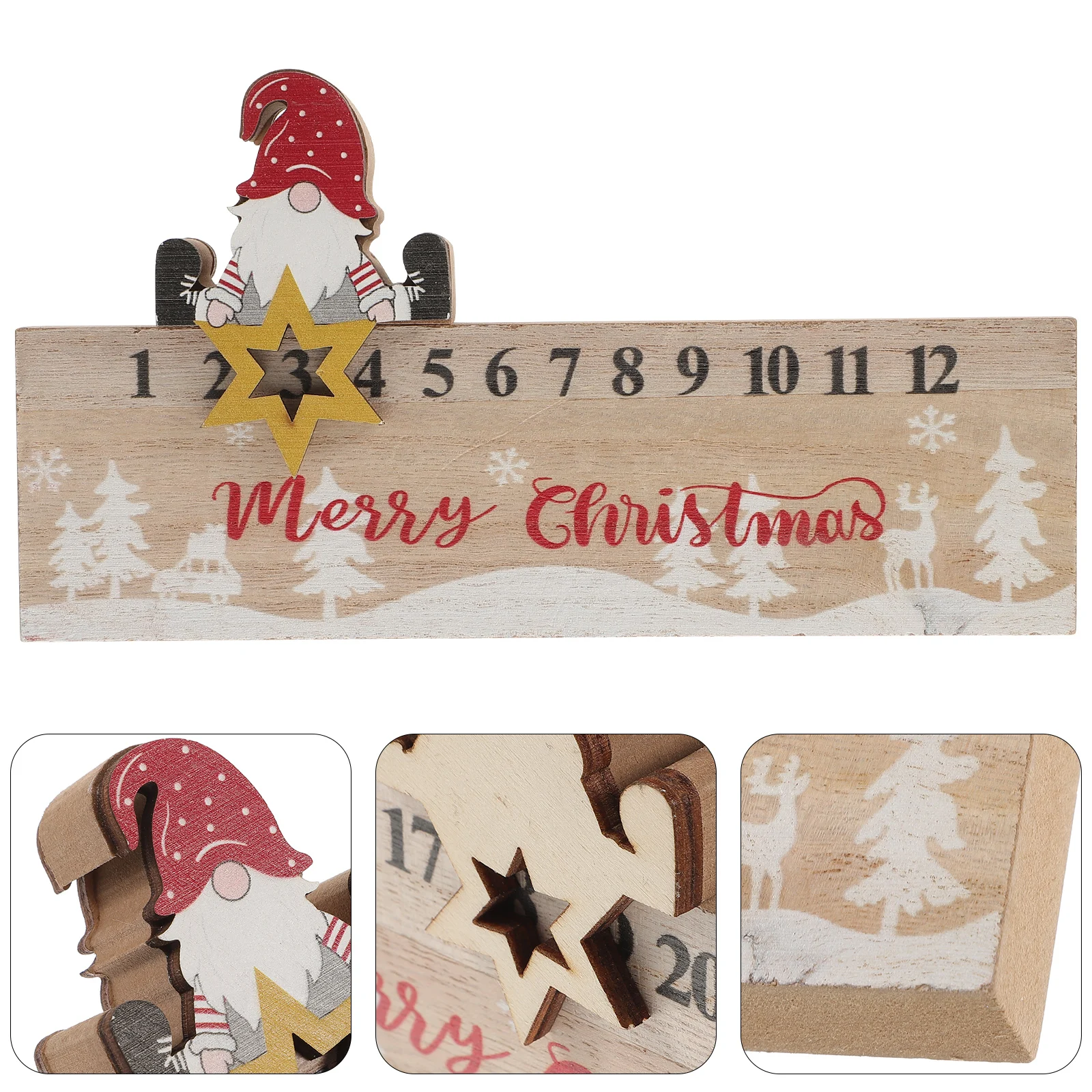 

1pc Santa Claus Wooden Countdown Calendar For Christmas Desktop Calendar Home Office Desk Holiday Party Decor Xmas Ornament
