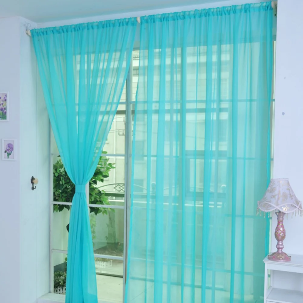 Elegant Modern Wedding Tulle Solid White Tulle Sheer Window Curtains for living room bedroom window tulle home decor