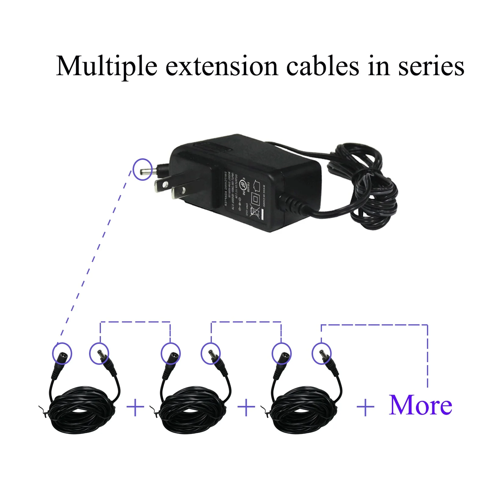 LYVNAL DC Power Extension Cord 5.5*2.1mm Male To Female Power Adapter Extension Cable For Surveillance Camera