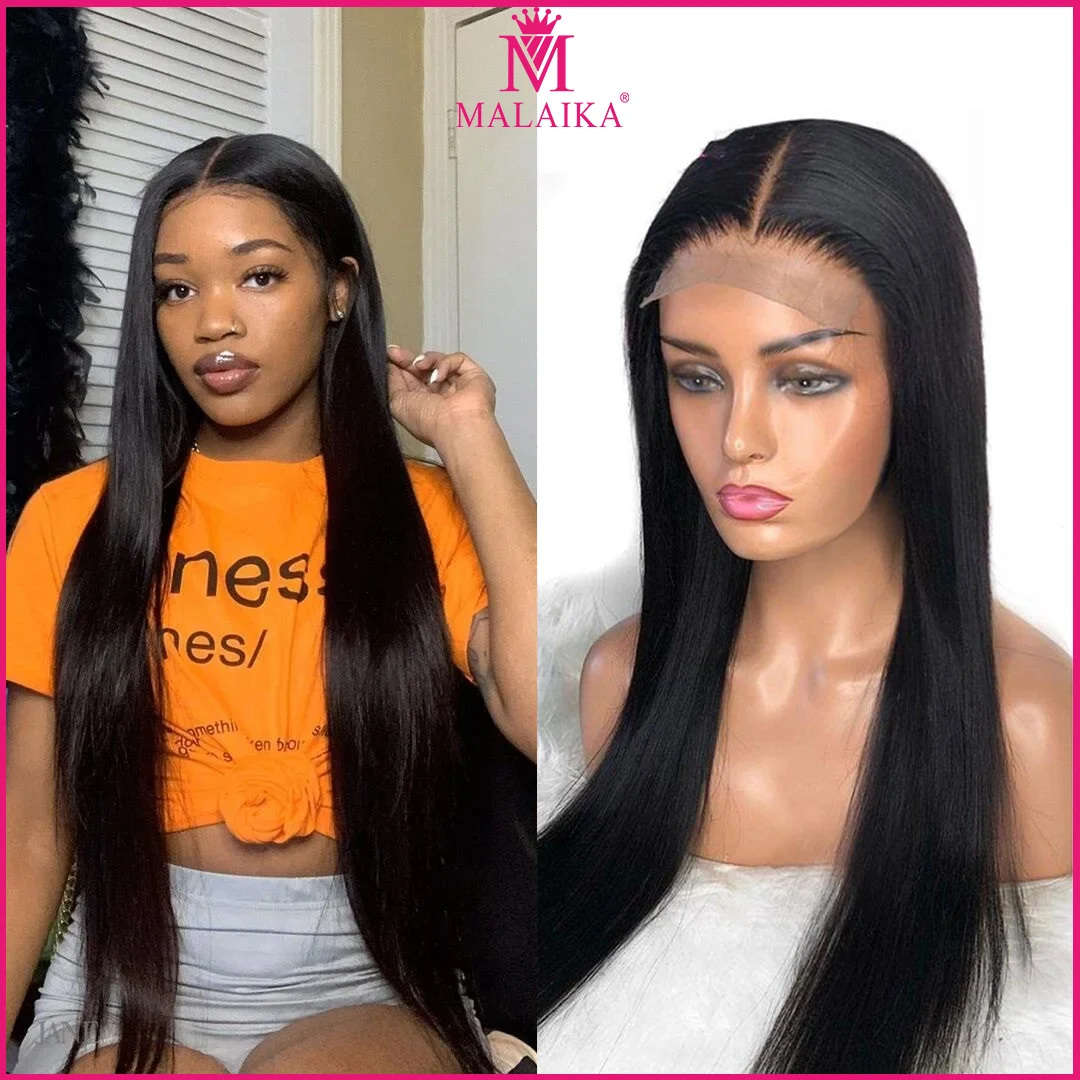 

MALAIKA 4x4 Lace Closure 40inches Glueless Hd Lace Frontal Wig Pre Cut Plucked Ready To Wear Straight Lace Front Human Hair Wig