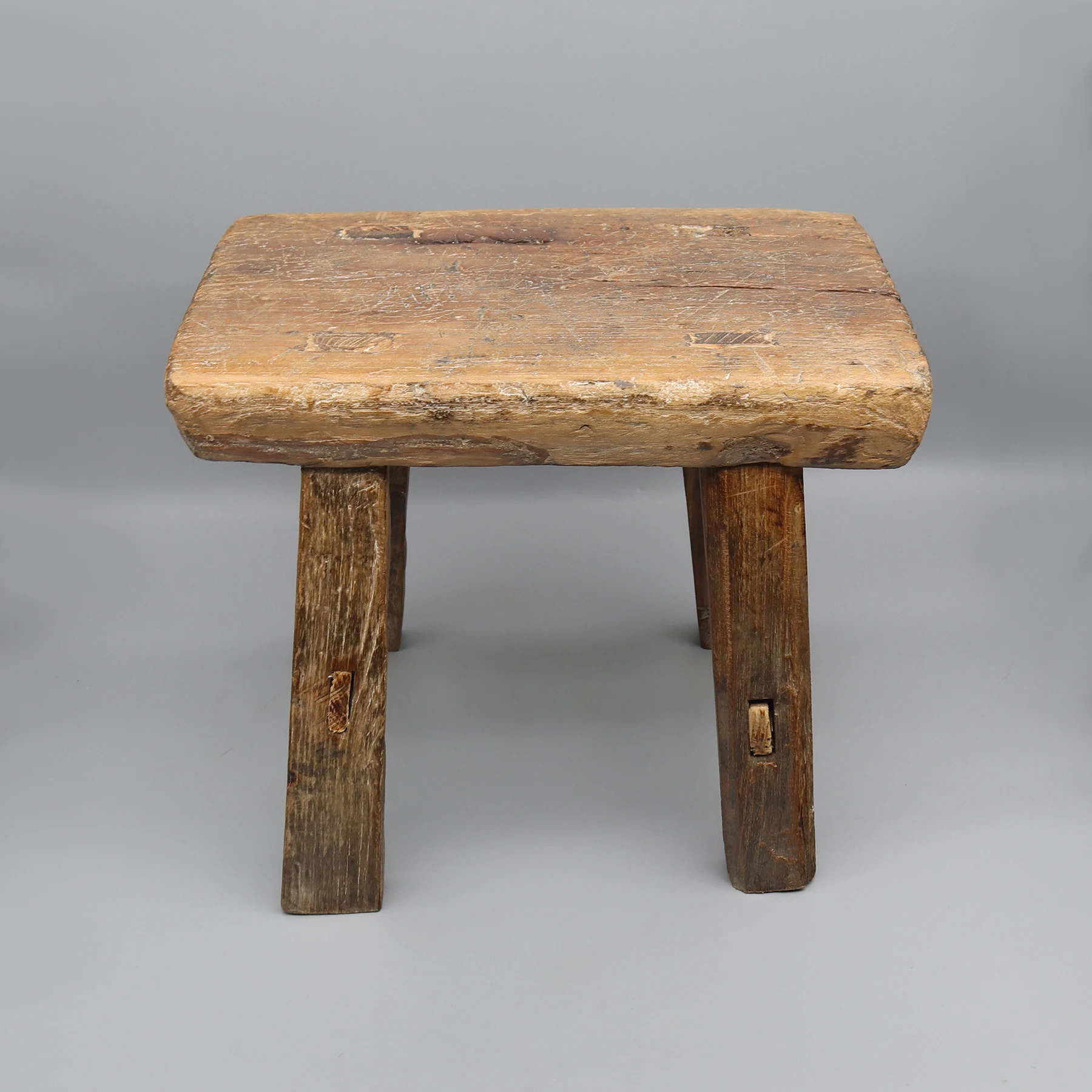 Old wooden stool, Bathroom stool, Solid elm wood, Chinese antique, Small side table