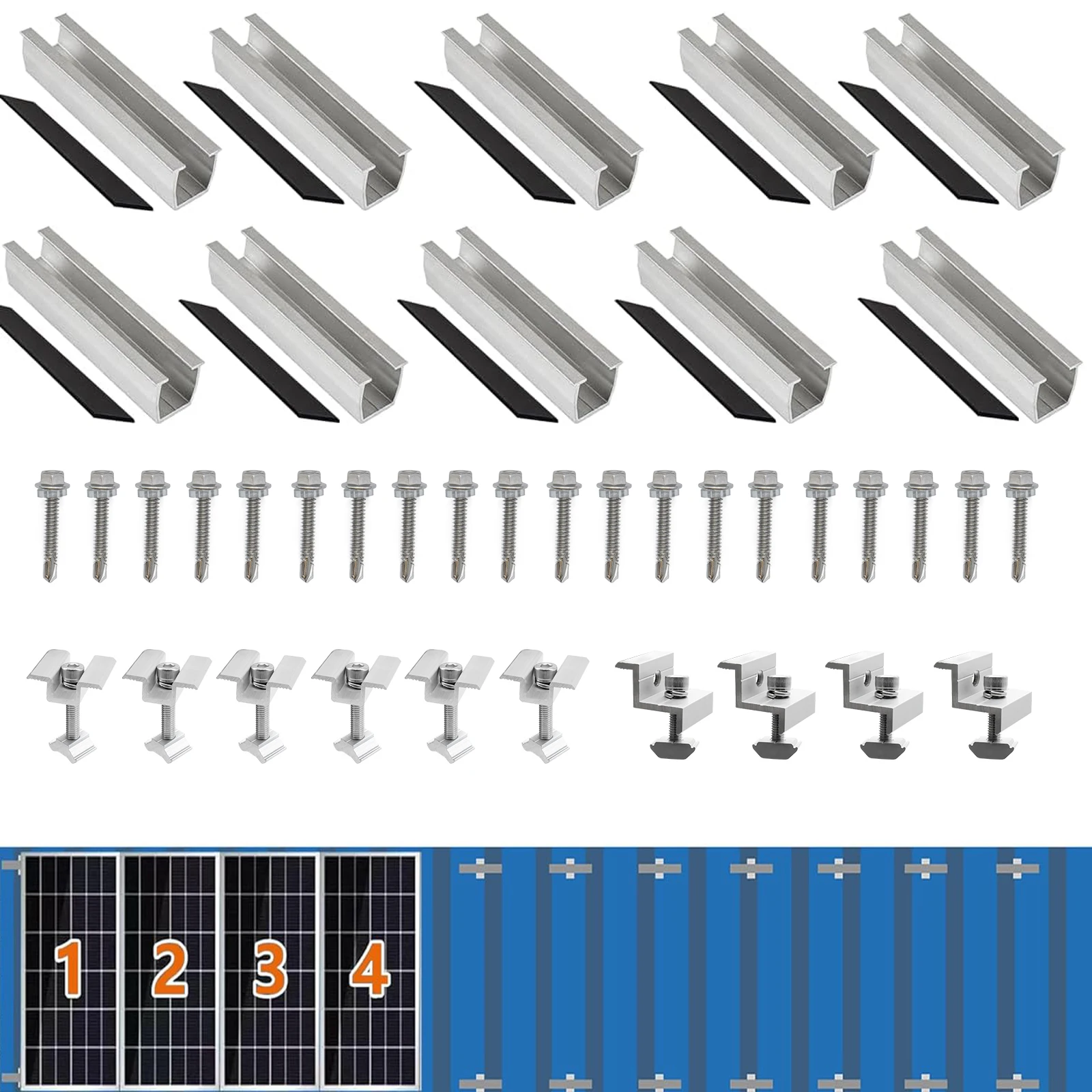 10/6/4Pcs/set 30cm Solar Photovoltaic Bracket Rail Aluminum Alloy Clamp For Solar Module Solar Panel Racking Mounts Accessories