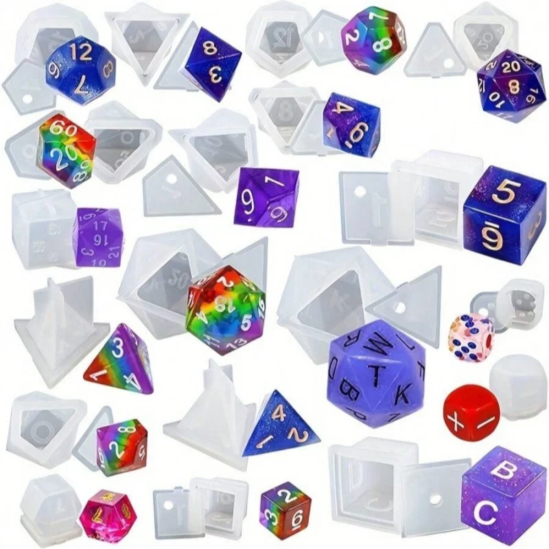 

19 буквенно-цифровых форм для кубиков из смолы, многогранные силиконовые формы для литья, 3D комплект для изготовления кубиков своими руками, настольные настольные игры, вечерние