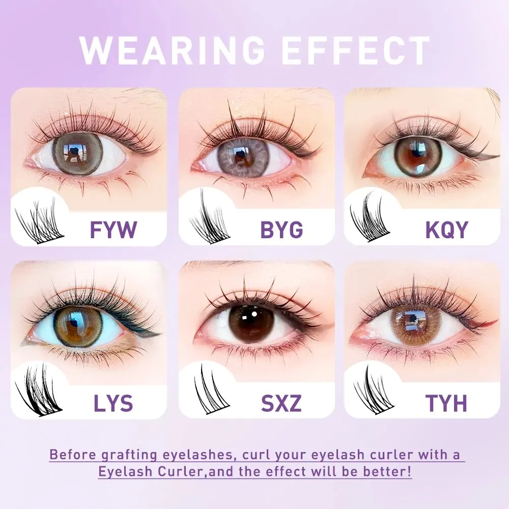 NEW AM Shape Spikes Fish Tail Cluster Eyelash Mix Bond Extension Under Lower Lashes Individual Makeup DIY Premade Fan Set