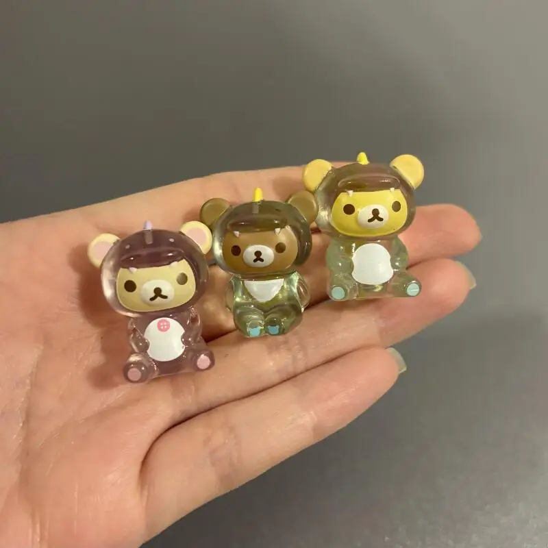 

Rilakkuma Cross-Dressing Dinosaur Pvc Material Q Version Transparent Figurine Desktop Decoration Car Decorative Toy Pendant