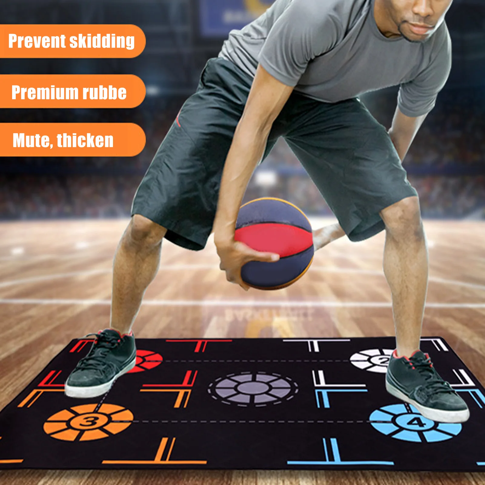 

Dribble Control Footstep Mat Basketball Footstep Training Mat Non Slip Dribble Silent Sports Auxiliary Props 76x106.7x0.2cm