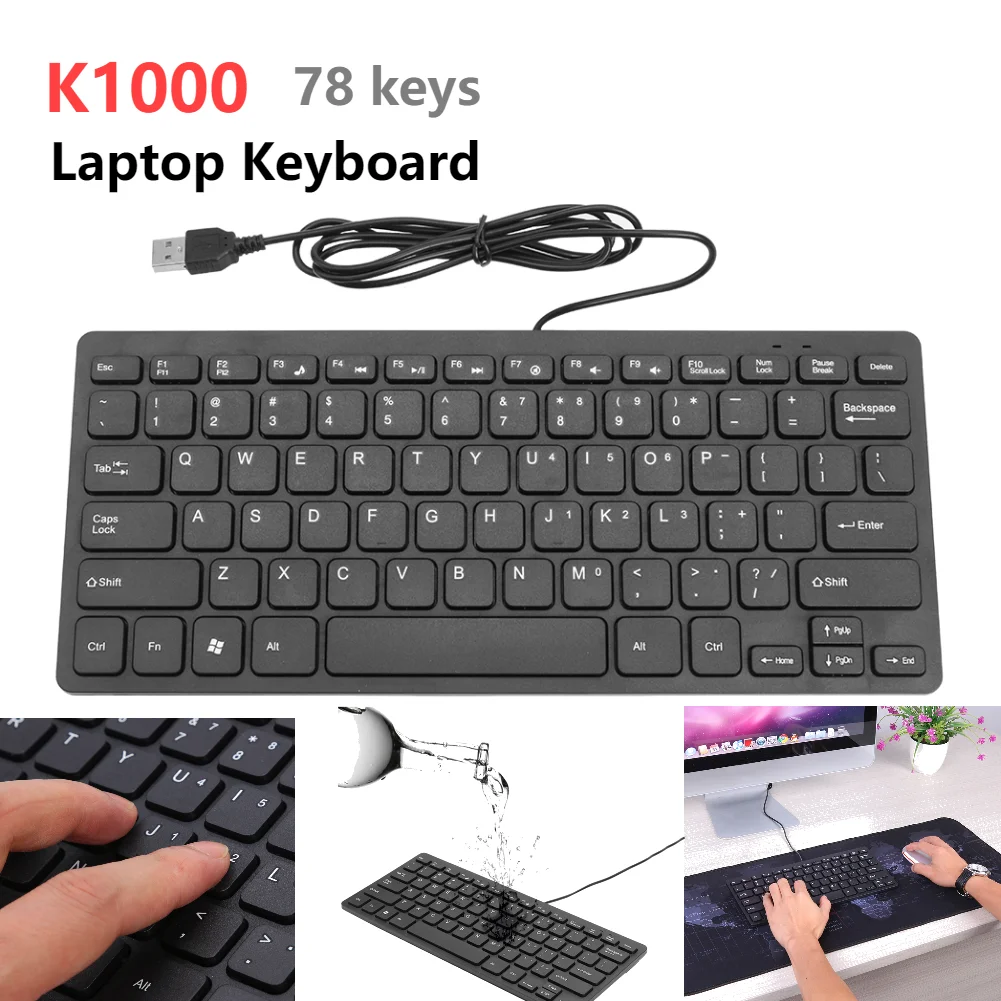 Hot Sale Keyboard Skillful Manufacture K1000 Super Slim USB Mini Multimedia Wired Keyboard 78 Keys Kaypad for Notebook