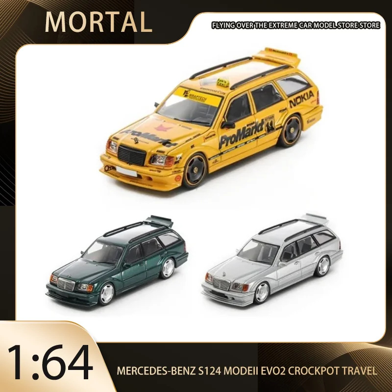 

Mortal 1:64 Mercedes-Benz S124 MODEII EVO2 Crockpot Travel Alloy Premium Diecast Vehicle Model Toys Collectible Display Piece