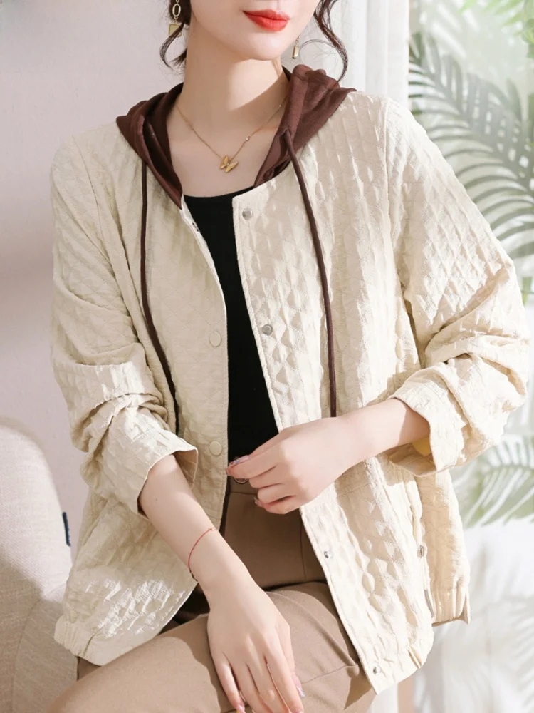 

Faionable ort Thin Autumn Jaet for Mom 2024 New Sle Casual Ladies Mid-aged And ly Wear Polyester Fiber Cardigan