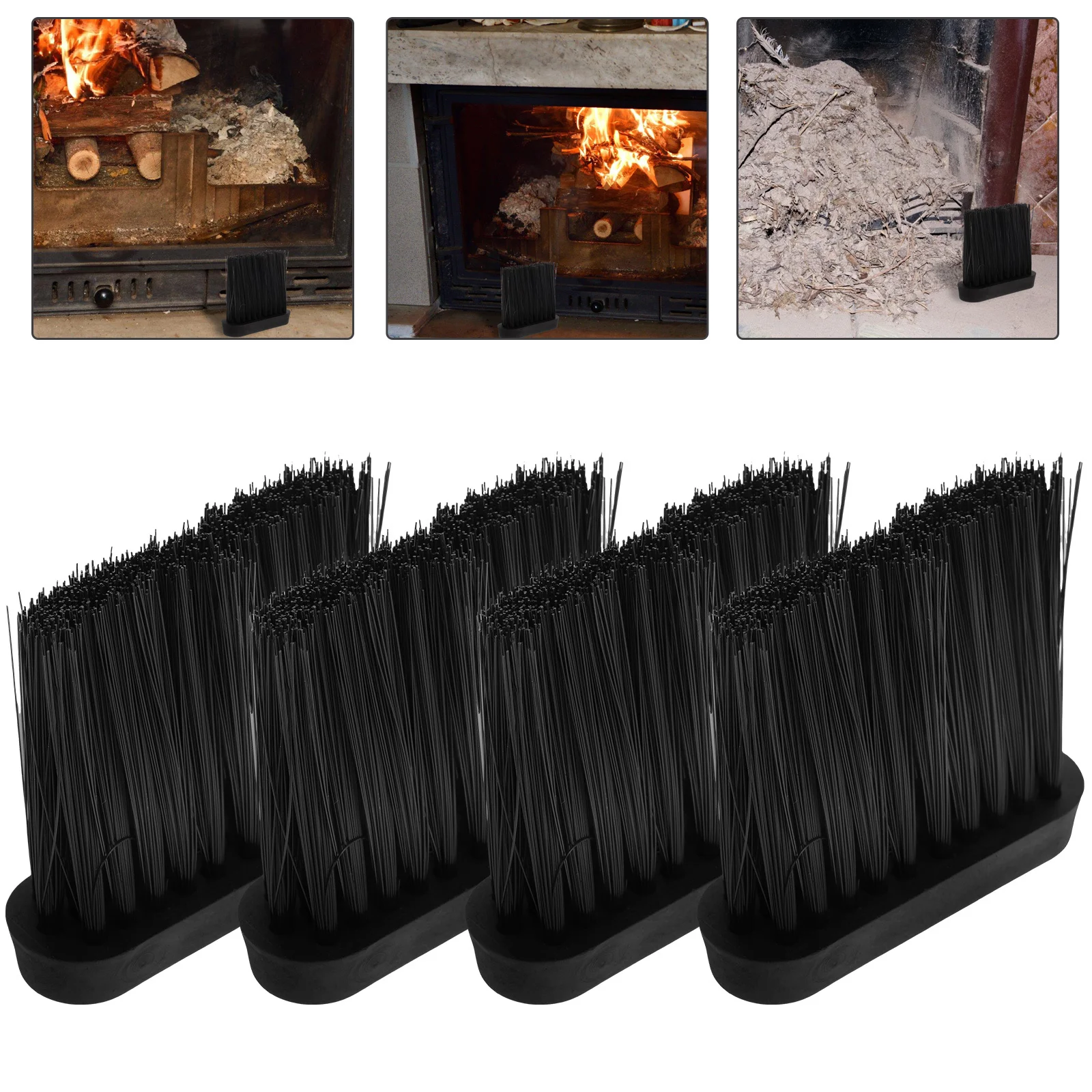 4Pcs Fireplace Brush Heads Heavy Duty Cleaning Broom for Wood Stove Ash Removal Lightweight Hand Broom Dusting Tool Household