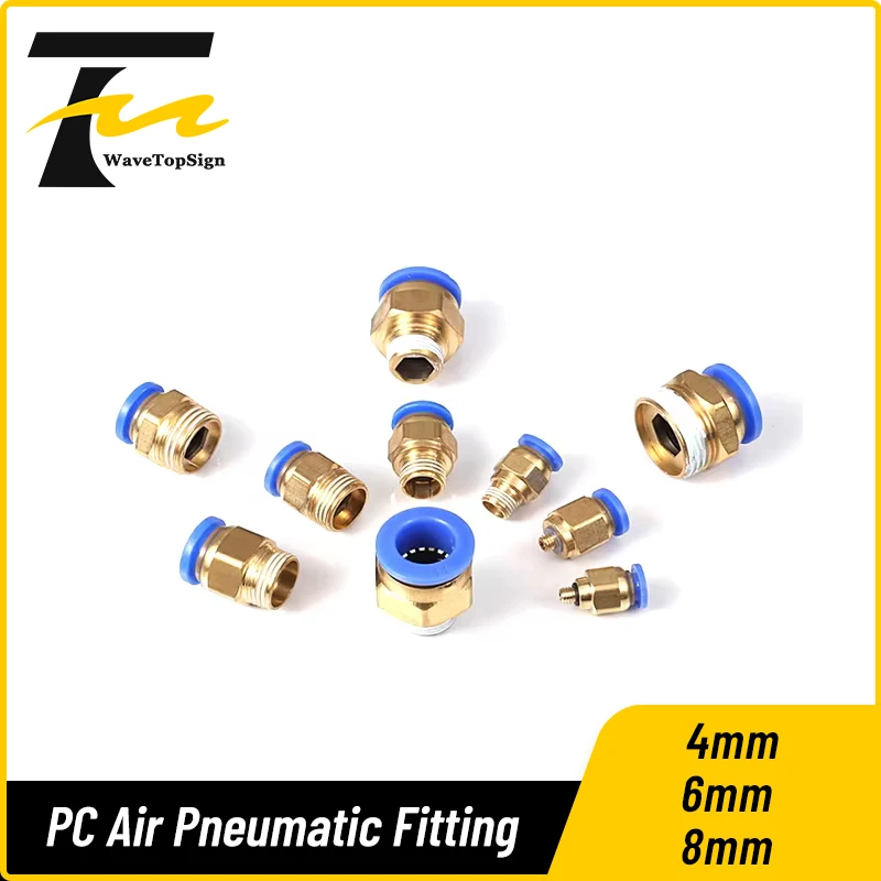 Wavetopsign PC Air Pneumatic Fitting Quick Connector 4-M5 4-M6 4mm 6mm 8mm Male Thread 1/4 1/8 Compressed Hose Tube Pipe