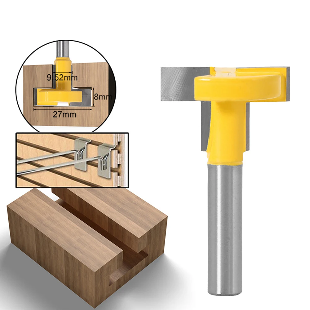 1/3PCS Straight Edge T-shaped Cutter 8mm Shank Alloy Woodworking Milling Cutter Computer Engraving Machine Slotting Tool